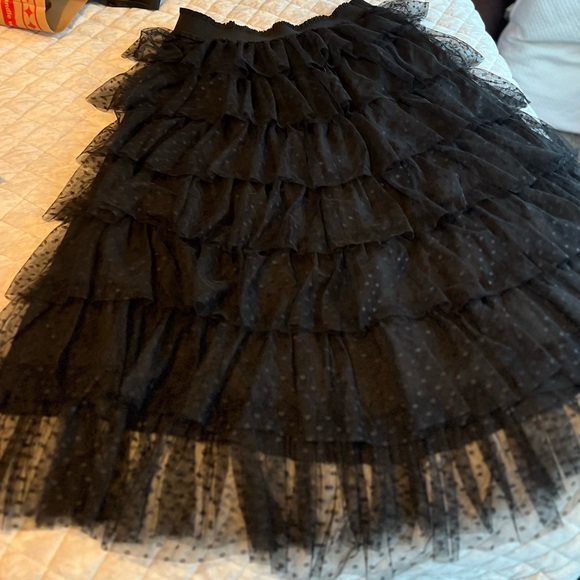 Dresses & Skirts - Ruffle polka dot mesh midi skirt. Size L